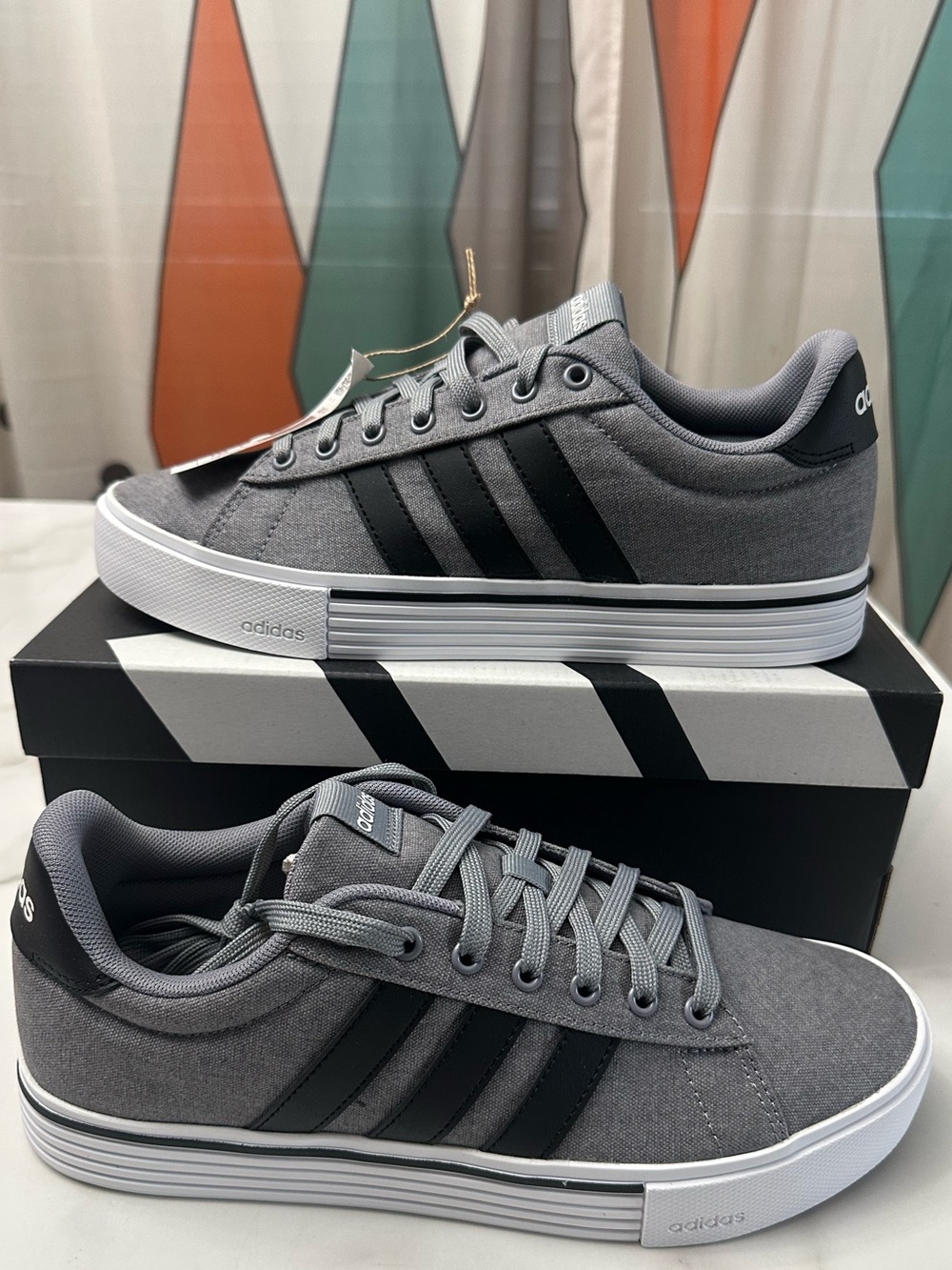 adidas Men’s Gray and Black Low-Top Sneakers
